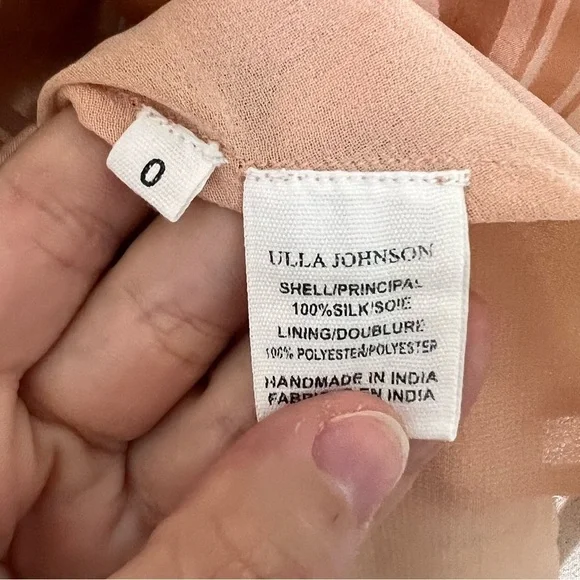 NWOT Ulla Johnson Peach Satin Embroidered Waist Midi Dress Sz 0 - Picture 8 of 10